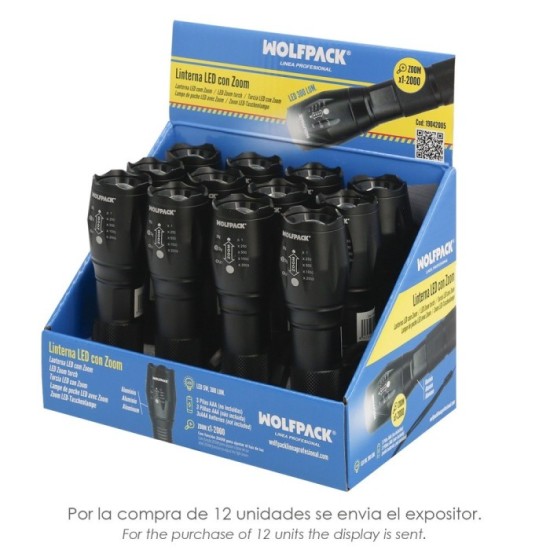 Linterna LED De Mano Aluminio A Pilas (3 AAA) 300 Lumenes 5 Watt, Con Zoom al por Mayor | Almacén de Ferretería