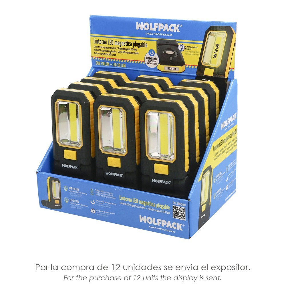 Linterna LED Profesional Multifunción Compacta Plegable A Pilas (3 AAA) 210 Lumenes 2 Modos de Iluminación Con Iman y Gancho al 