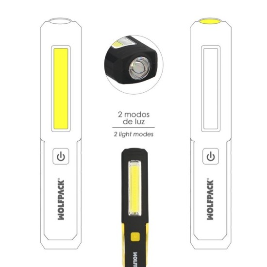 Linterna LED Multifunción Tipo Boligrafo Recargable (900 mAh) 200 Lumenes Con Iman, Gancho y Soporte Ajustable, al por Mayor | A