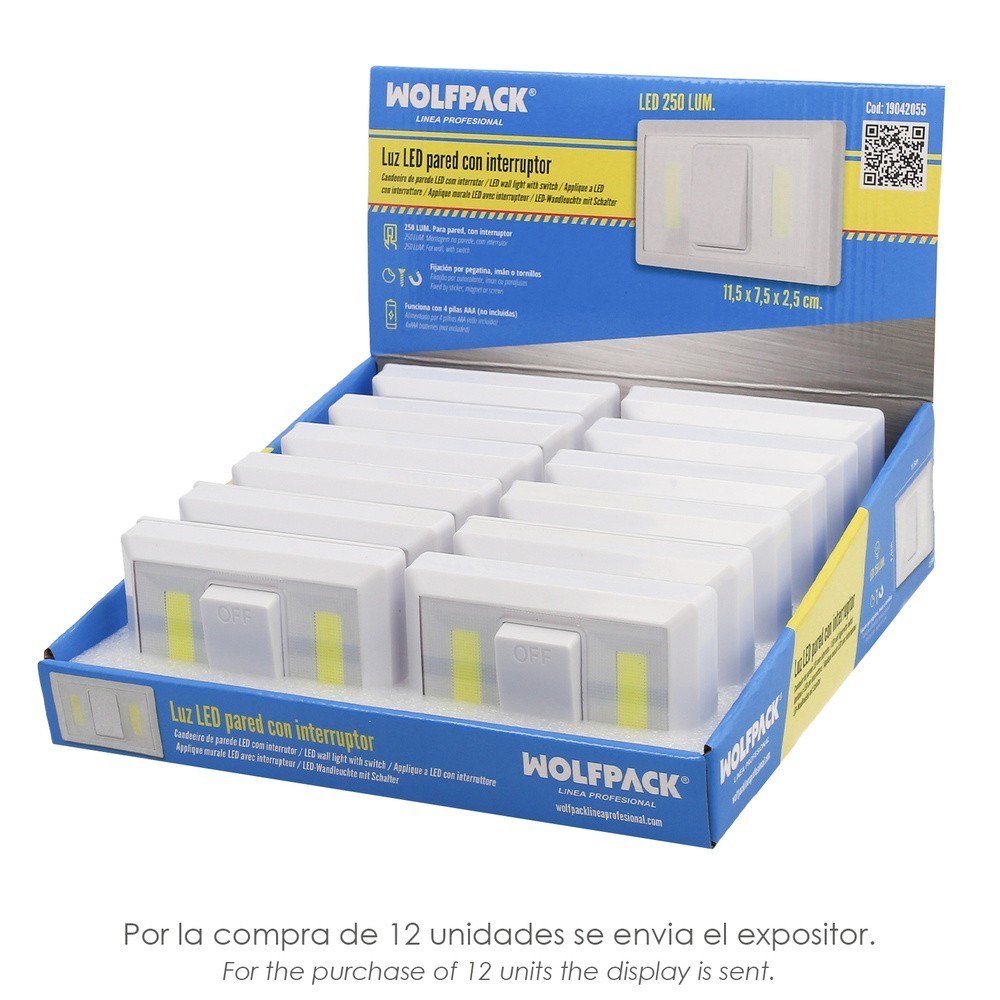 Linterna / Luces Led Para Pared / Armario A pilas (4 AAA) 250 Lumenes (Fijación Mediante Pegatina, Iman o Tornillos) al por Mayo