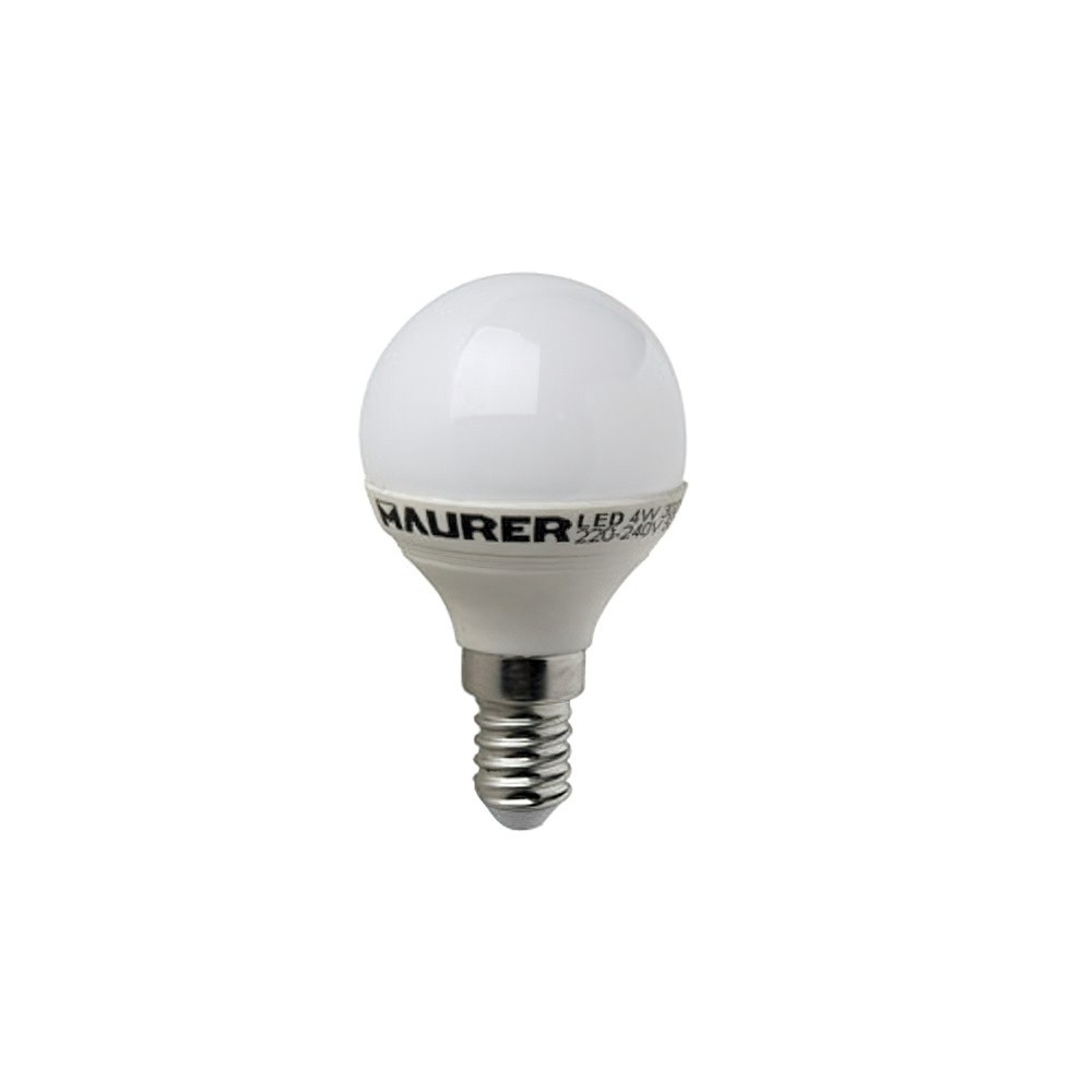 Bombilla Led Esferica E14, 4 W, - 25 W, 300 lúmenes, Luz calida, (3000°K), al por Mayor | Almacén de Ferretería