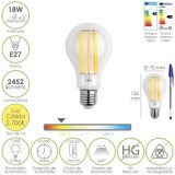 Bombilla Led Filamento Standar Rosca E27, 18 Watt, Equivale A 130 Watt, 2462 Lumenes, Luz Calida 2,700 º K, al por Mayor | Almac