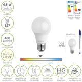Bombilla Led Estandar Rosca E27, 4,9 Watt, Equivale A 40 Watt, 480 Lumenes, Luz Blanca (4000º K,) al por Mayor | Almacén de Ferr