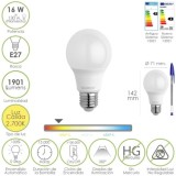 Bombilla Led Estandar Rosca E27, 16 Watt, Equivale A 130 Watt, 1901 Lumenes, Luz Calida 2,700º K, al por Mayor | Almacén de Ferr