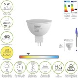 Bombilla Led Dicroica Rosca GU 5,3 / MR16, 5 Watt, Equivale A 40 Watt, 405 Lumenes, Luz Cálida (3000º K,) al por Mayor | Almacén