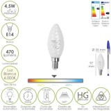 Bombilla Led Filamento Vela Esmerilada E14, 4,5 Watt, Equivale A 35 Watt, 470 Lumenes, Luz Neutra 4000º K, al por Mayor | Almacé