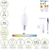 Bombilla Led Filamento Vela Llama Esmerilada E14, 4,5 Watt, Equivale A 35 Watt, 470 Lumenes, Luz Neutra 4000º K, al por Mayor | 