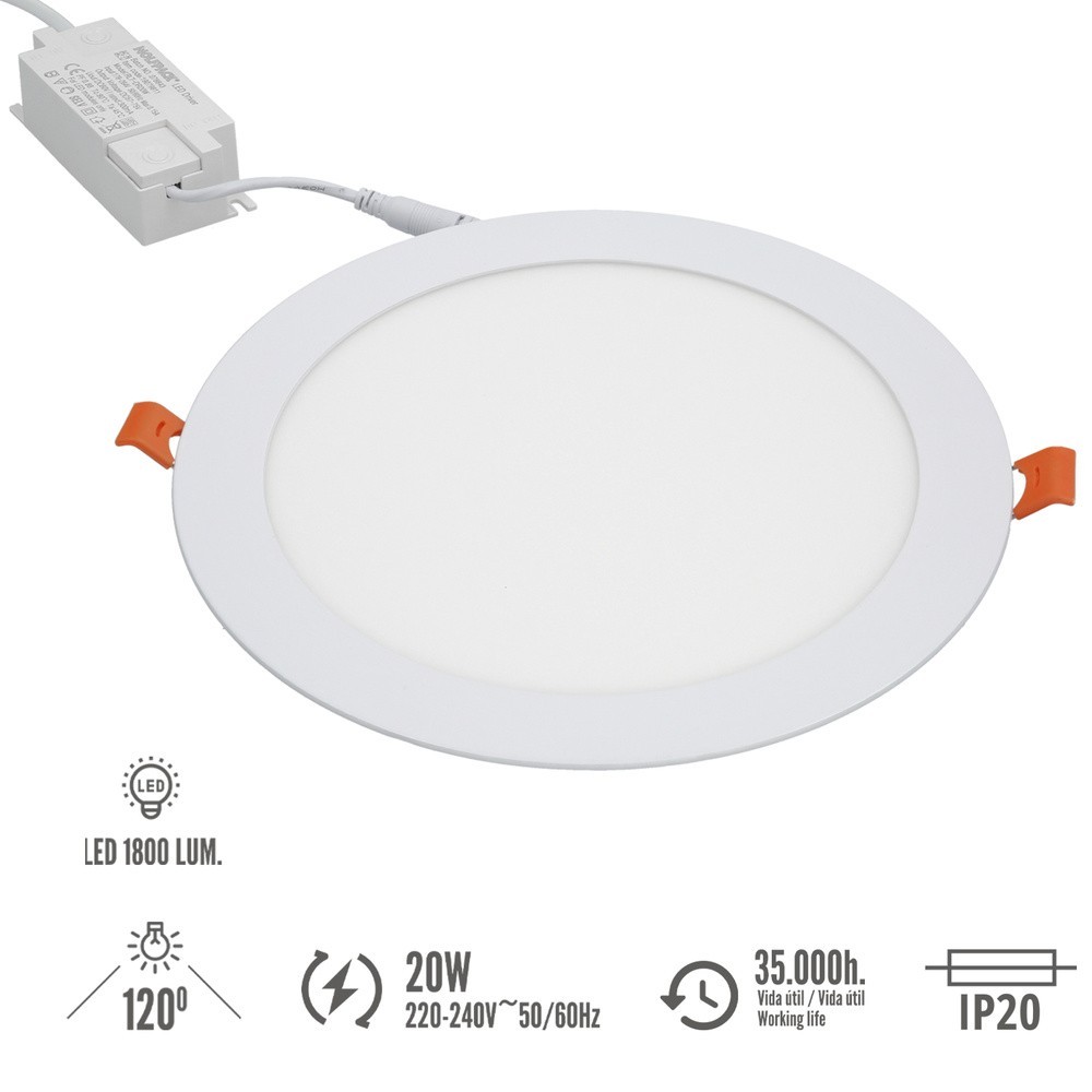 Downlight Led Empotrar 20 Watt 1800 Lumenes 6000K al por Mayor | Almacén de Ferretería