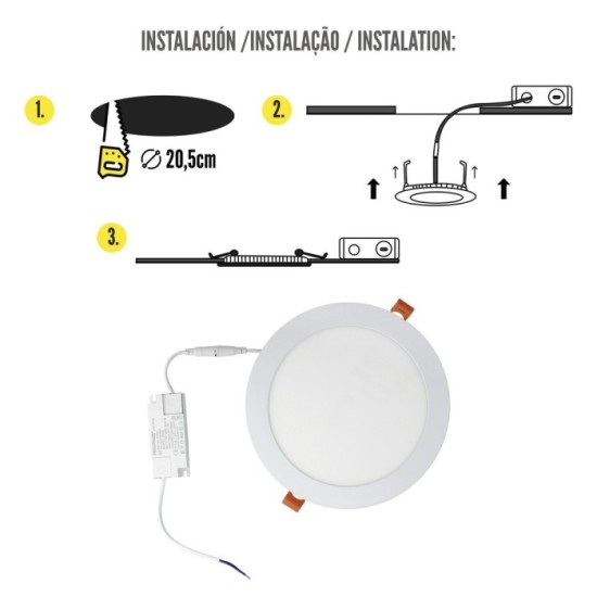 Downlight Led Empotrar 20 Watt 1800 Lumenes 4500K al por Mayor | Almacén de Ferretería