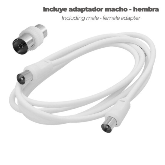 Prolongacion Tv - Video, 2 metros Toma 9,5 mm, Con Adaptador Macho Hembra al por Mayor | Almacén de Ferretería