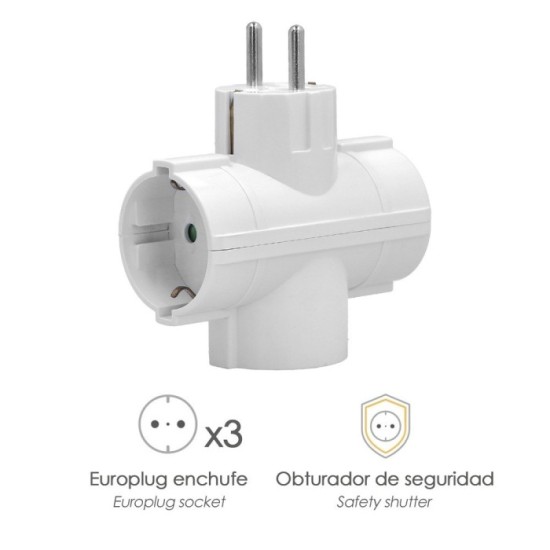 Adaptador Triple Schuko 16 A 250 V, al por Mayor | Almacén de Ferretería