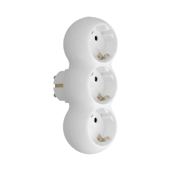 Adaptador Triple Schuko Recto 16A, 250V, al por Mayor | Almacén de Ferretería