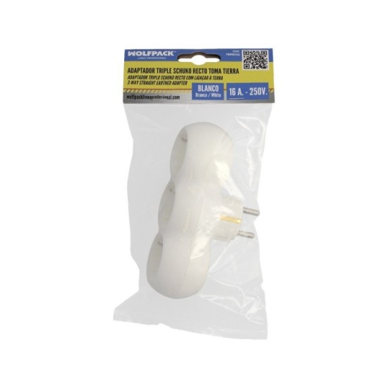 Adaptador Triple Schuko Recto 16A, 250V, al por Mayor | Almacén de Ferretería