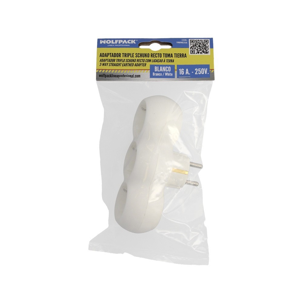Adaptador Triple Schuko Recto 16A, 250V, al por Mayor | Almacén de Ferretería