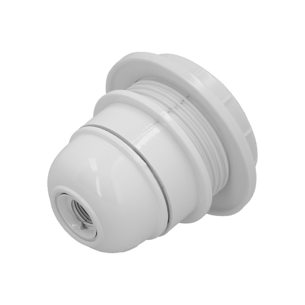 Portalamparas 4 Amperios Rosca E-27 Con Arandela, Color Blanco al por Mayor | Almacén de Ferretería