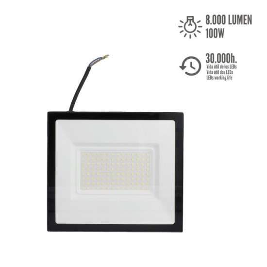 Foco Led Plano 100 Watt / 4000 K / IP65 / 8000 Lumenes al por Mayor | Almacén de Ferretería