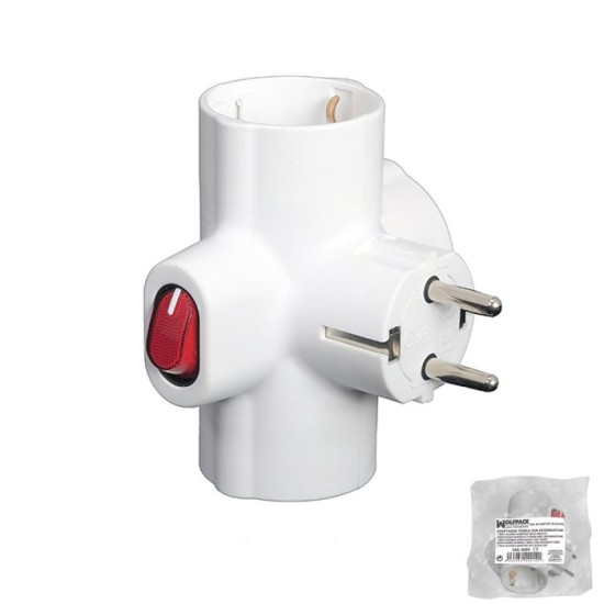Adaptador / Ladron Triple Schuko 16 A 250v Con Interruptor al por Mayor | Almacén de Ferretería