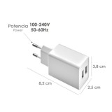 Cargador USB Dos Tomas 2,1 Amperios, 5 V, Adaptador Enchufe USB Cargador USB de Pared, Android, Iphone, Smartphones, Tablets, al