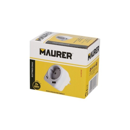 Enchufe / Adaptador Schuko Con 2 Tomas, USB A / C, Potencia Maxima 3680 W, Cargador Moviles, Cargador 2 Tomas, Adaptador Moviles