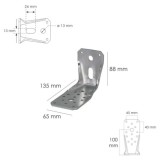 Soporte Para Madera Con Angulo Reforzado 65x88x135 mm, Conector Angular, Escuadra Fijación, Zapata Madera Soporte Pergola Madera