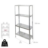 Estanteria Acero Galvanizado con 4 Baldas 150x75x30 cm, Baldas ajustables, Peso maximo 120 Kg, al por Mayor | Almacén de Ferrete