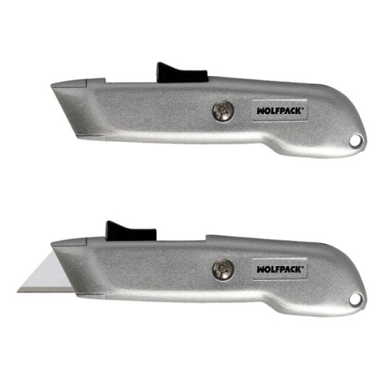 Cutter Autoretractil Con Hoja Acero Sk5 Carcasa De Aluminio Diseño Ergonomico, Cuchillo Seguridad, Cutters Seguridad, al por May