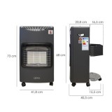 Estufa Gas Infrarroja Ceramica 4,5 Kw, 3 Potencias, Triple Sistema de Seguridad, Con Ruedas, Encendido Piezo-Electrico al por Ma