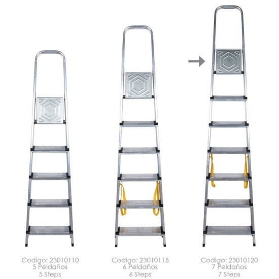 Escalera Doméstica Aluminio 7 Peldaños 12 cm Grosor, al por Mayor | Almacén de Ferretería