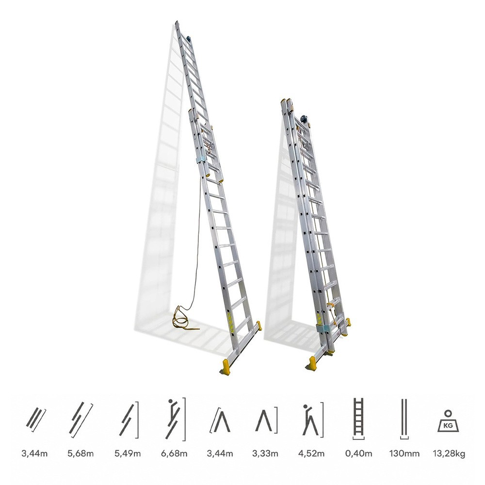 Escalera Aluminio 2 Tramos 12+12 Peldaños, Plegable, Antideslizante, Resistente al por Mayor | Almacén de Ferretería