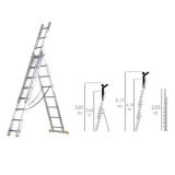 Escalera Aluminio 3 Tramos 7+7+7 Peldaños,Plegable, Telescópica, Antideslizante, Resistente, al por Mayor | Almacén de Ferreterí