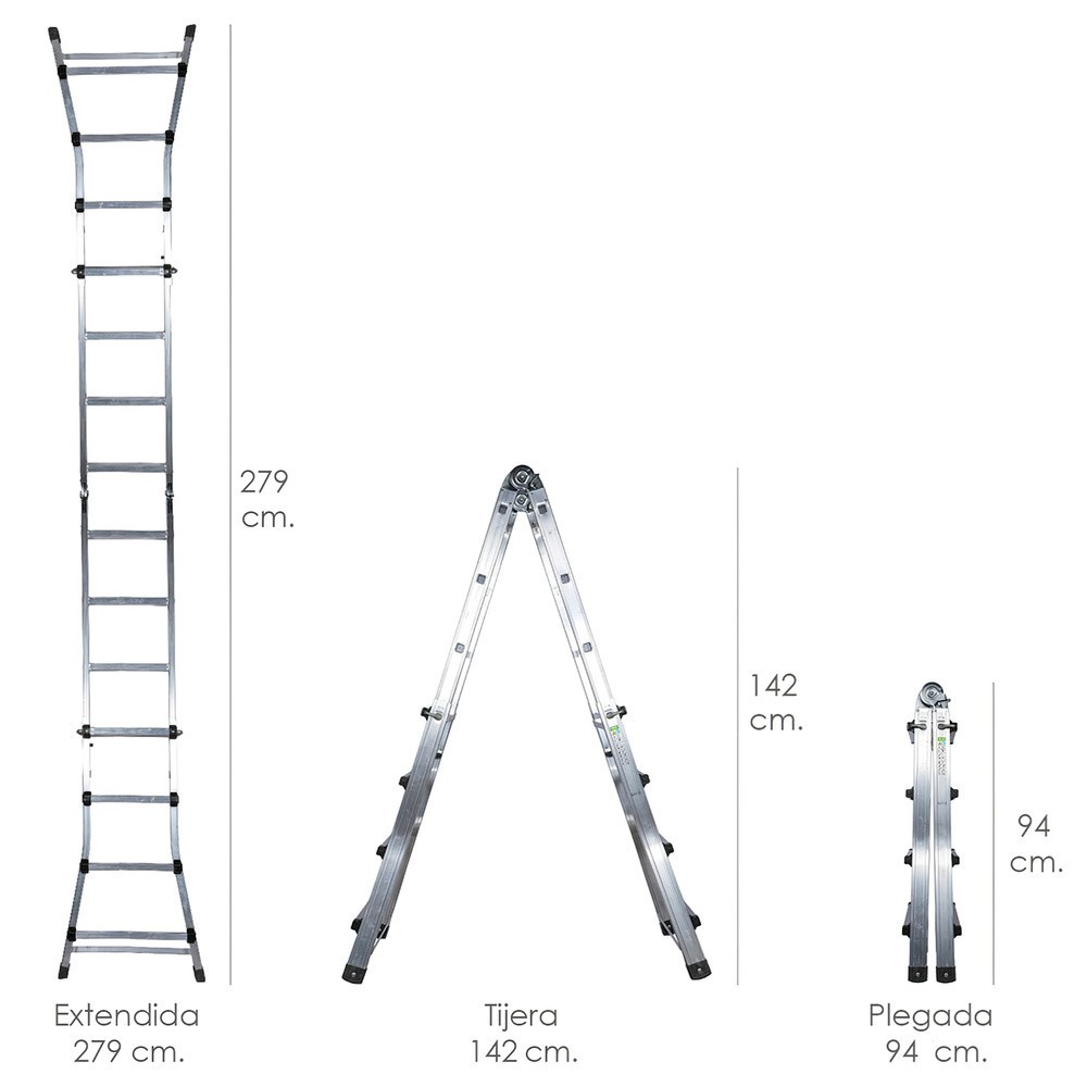 Escalera Telescópica Aluminio  3+3 Peldaños Perfil 67 mm, al por Mayor | Almacén de Ferretería
