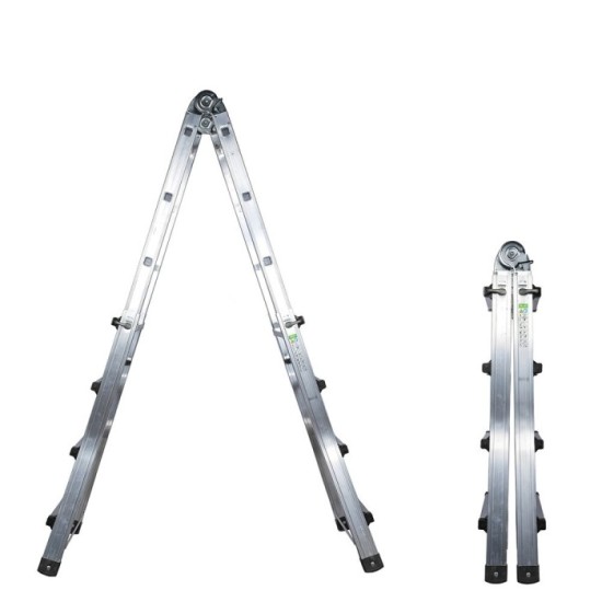 Escalera Telescópica Aluminio  3+3 Peldaños Perfil 67 mm, al por Mayor | Almacén de Ferretería