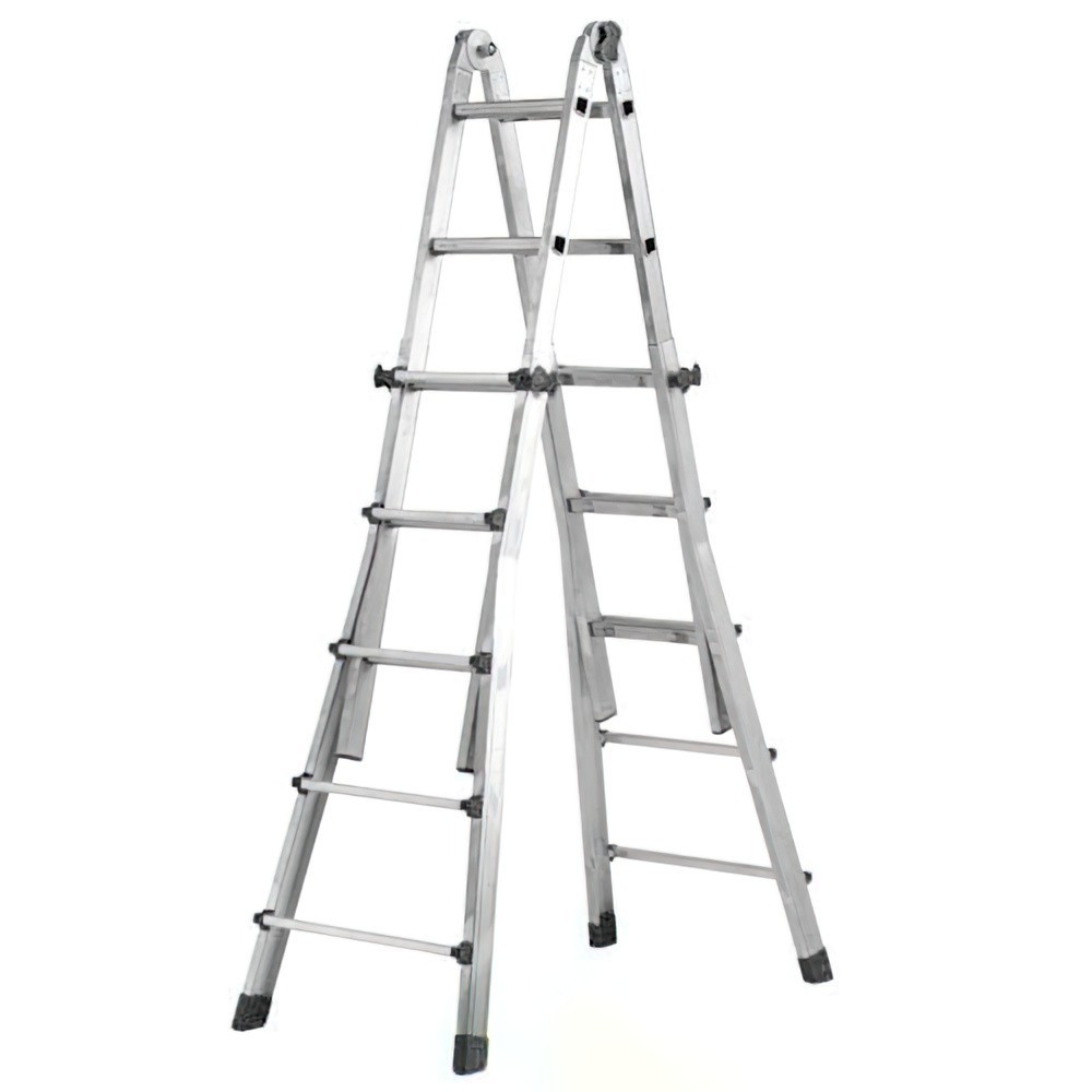 Escalera Telescópica Aluminio  4+4 Peldaños Perfil 67 mm, al por Mayor | Almacén de Ferretería