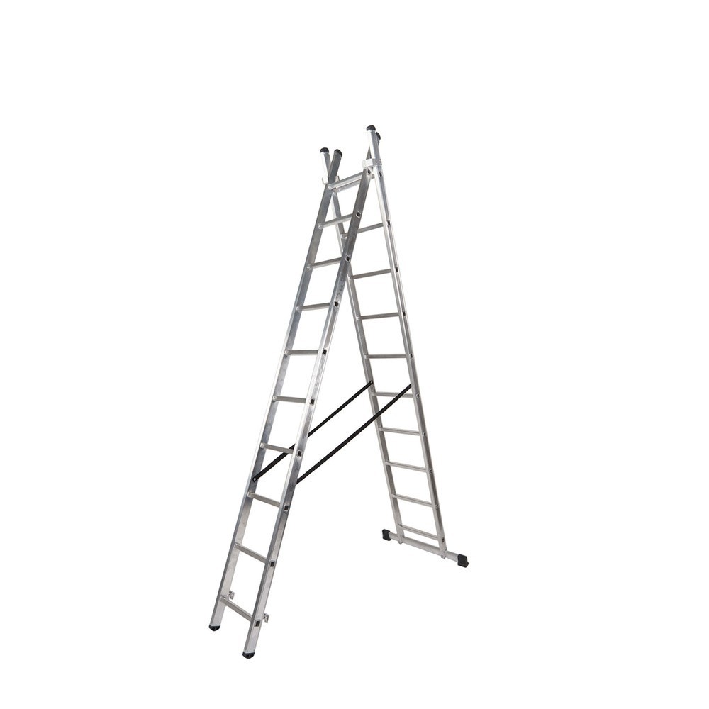 Escalera Aluminio 2 Tramos 9+9 Peldaños, Plegable, Antideslizante, Resistente al por Mayor | Almacén de Ferretería