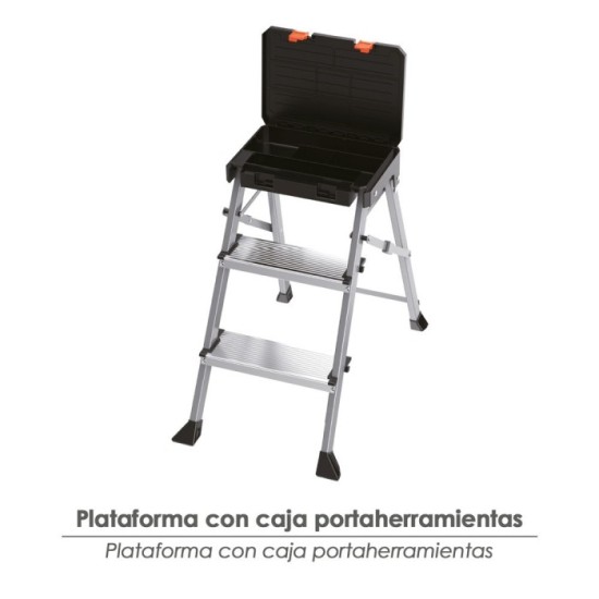Escalerilla Multifuncional De Aluminio Con 3 Peldaños Con Cajón Portaherramientas, al por Mayor | Almacén de Ferretería
