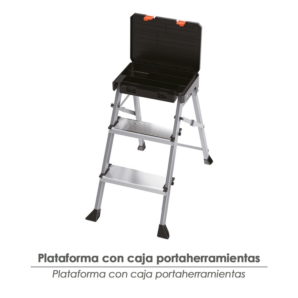 Escalerilla Multifuncional De Aluminio Con 3 Peldaños Con Cajón Portaherramientas, al por Mayor | Almacén de Ferretería