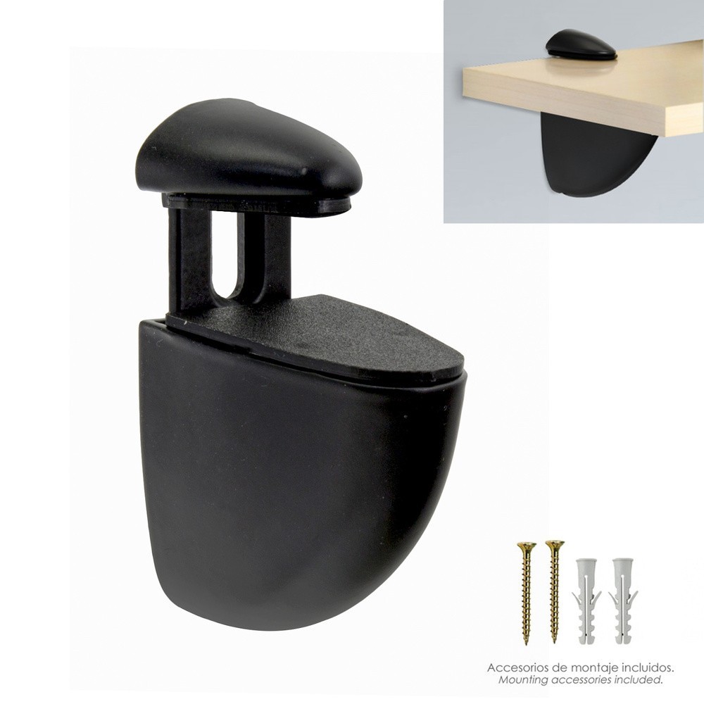 Soporte Pelicano Regulable Para Estante 1 / 20 mm, Negro (1 Pieza) al por Mayor | Almacén de Ferretería