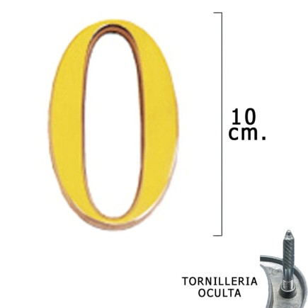 Numero Latón "0" 10 cm, con Tornilleria Oculta (Blister 1 Pieza)