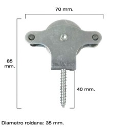 Polea Tendedero Wolfpack Zincado 40 mm, Roldana Metal con Tirafondo