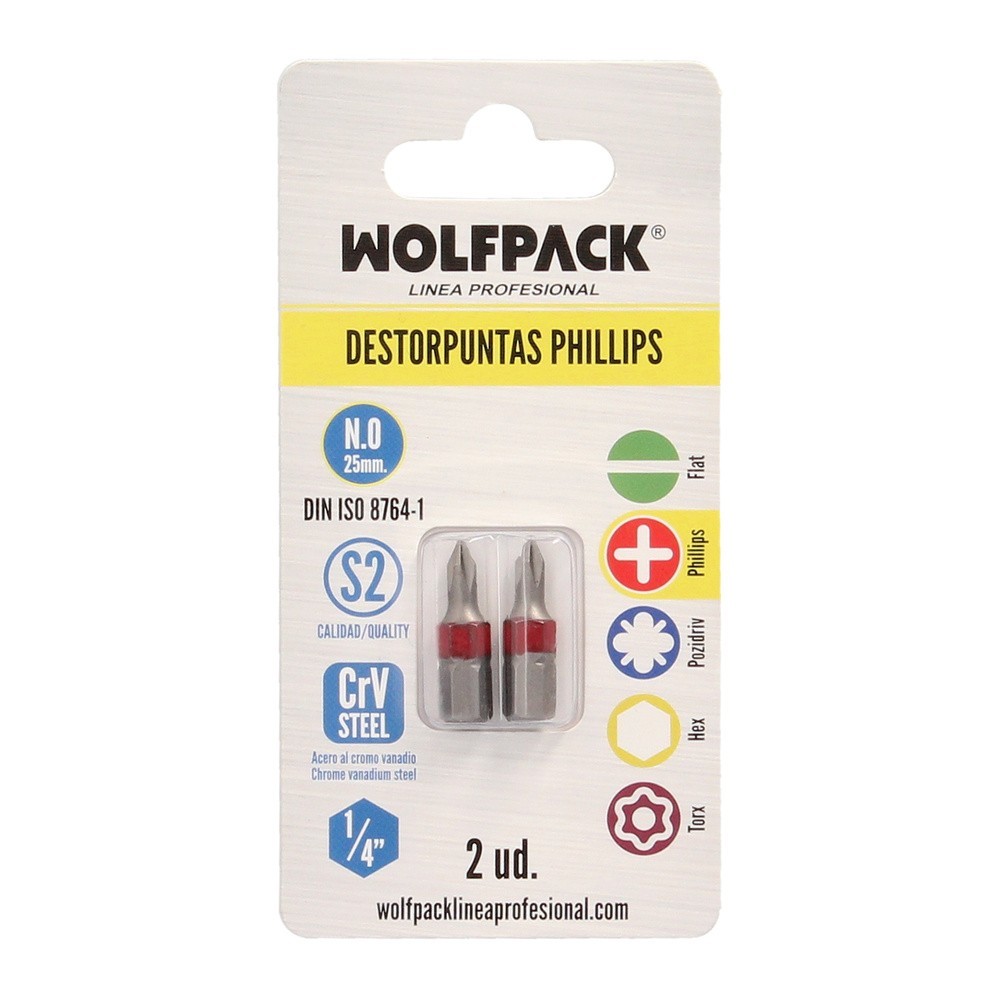 Puntas Largas Destornillador Phillips Nº 0 (2 Piezas), Acero S2 al Cromo Vanadio, Puntas Hexagonales, Destorpuntas, al por Mayor