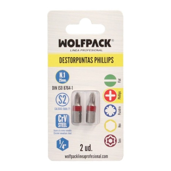 Puntas Largas Destornillador Phillips Nº 1 (2 Piezas), Acero S2 al Cromo Vanadio, Puntas Hexagonales, Destorpuntas, al por Mayor