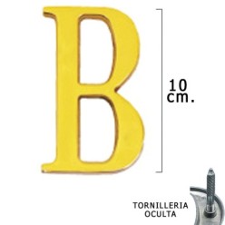 Letra Latón "B" 10 cm, con Tornilleria Oculta (Blister 1 Pieza)