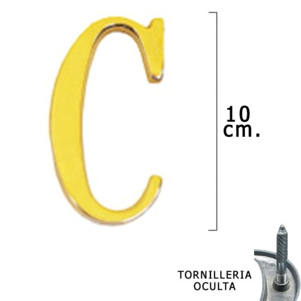 Letra Latón "C" 10 cm, con Tornilleria Oculta (Blister 1 Pieza)