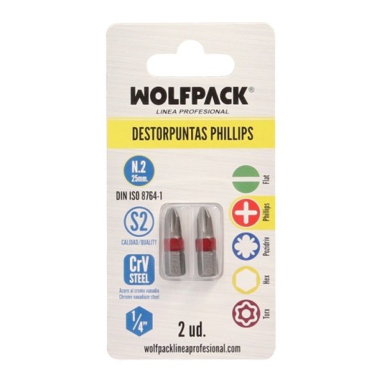 Puntas Largas Destornillador Phillips Nº 2 (2 Piezas), Acero S2 al Cromo Vanadio, Puntas Hexagonales, Destorpuntas, al por Mayor