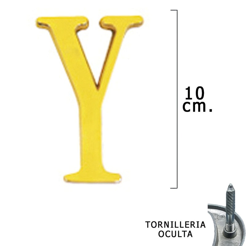 Letra Latón "Y" 10 cm, con Tornilleria Oculta (Blister 1 Pieza)