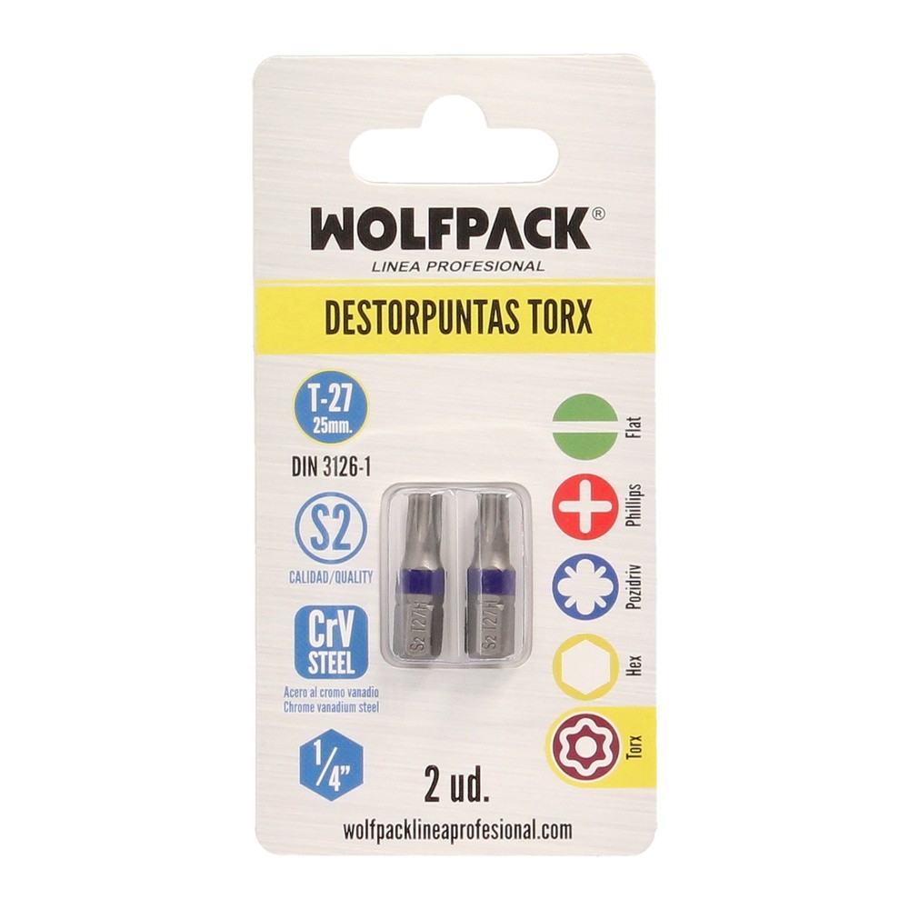 Puntas Destornillador Torx 27 Inviolable (2 Piezas), Acero S2 al Cromo Vanadio, Puntas Hexagonales, Destorpuntas, al por Mayor |