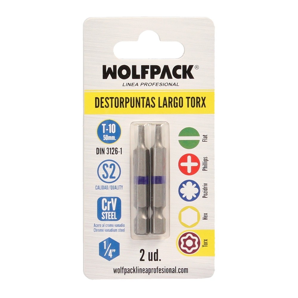 Puntas Largas Destornillador Torx T10 (2 Piezas), Acero S2 al Cromo Vanadio, Puntas Hexagonales, Destorpuntas, al por Mayor | Al