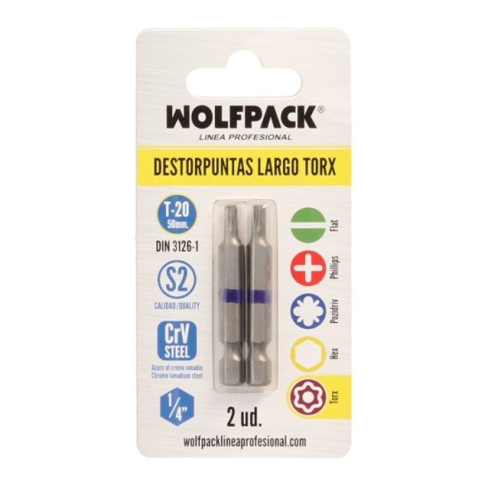 Puntas Largas Destornillador Torx T20 (2 Piezas), Acero S2 al Cromo Vanadio, Puntas Hexagonales, Destorpuntas, al por Mayor | Al