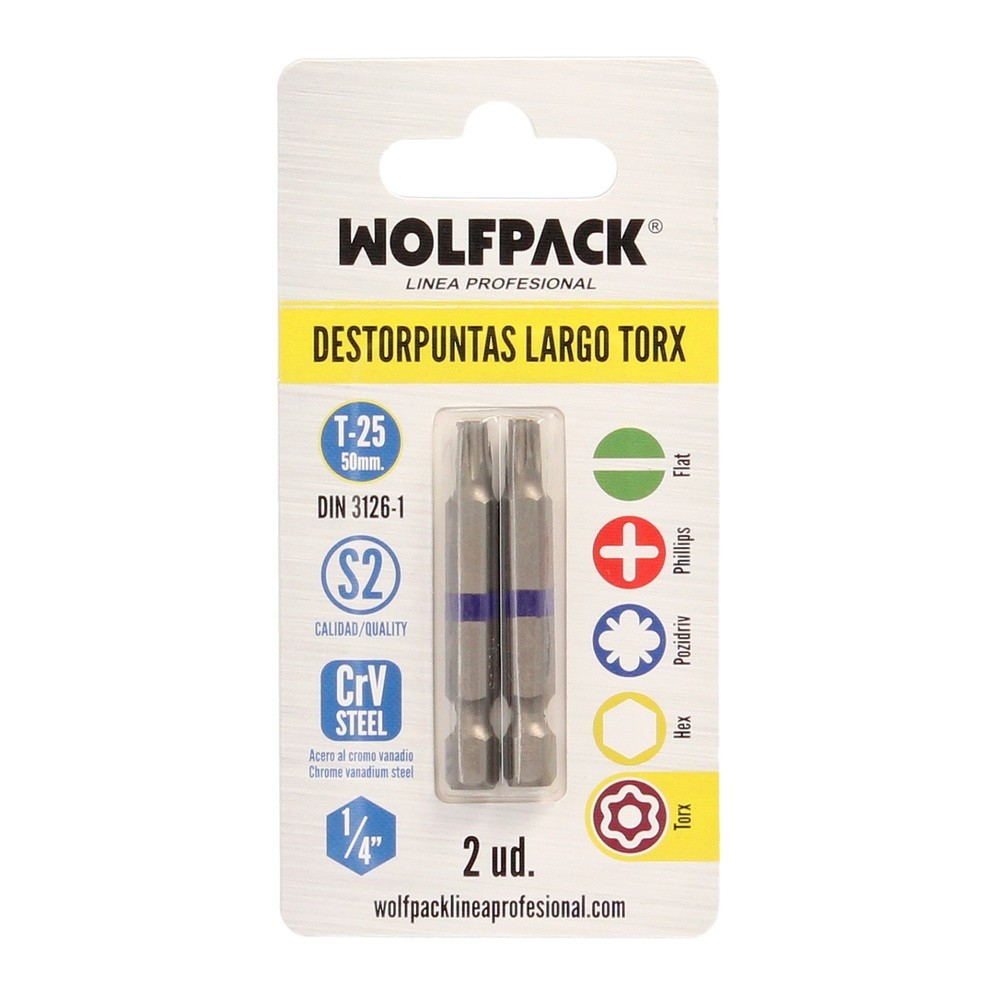 Puntas Largas Destornillador Torx T25 (2 Piezas), Acero S2 al Cromo Vanadio, Puntas Hexagonales, Destorpuntas, al por Mayor | Al