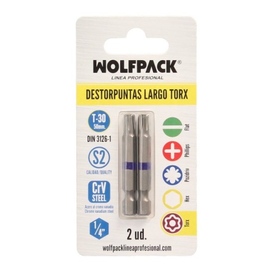 Puntas Largas Destornillador Torx T30 (2 Piezas), Acero S2 al Cromo Vanadio, Puntas Hexagonales, Destorpuntas, al por Mayor | Al